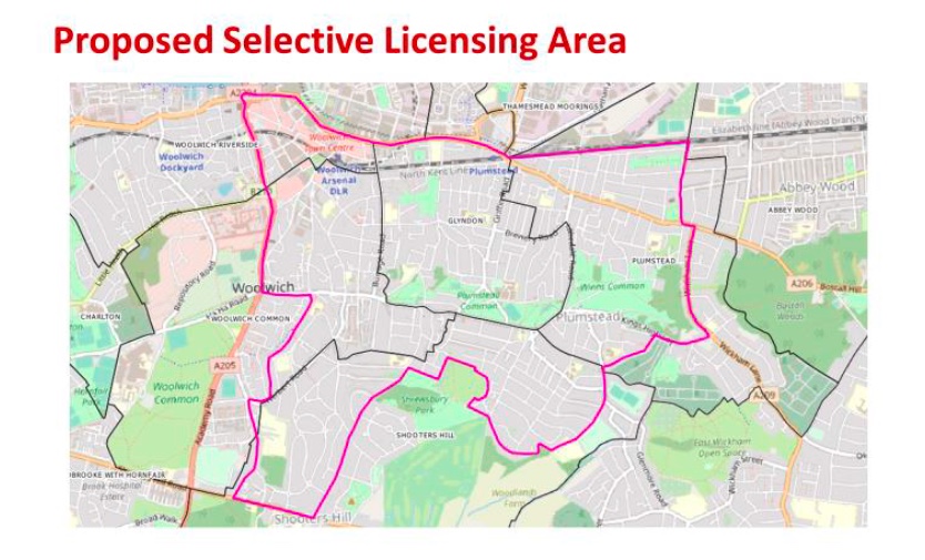Greenwich Council's proposed selective licensing area 2022