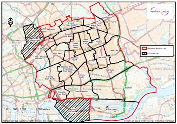 Newham additional and selective licensing scheme boundary 2023