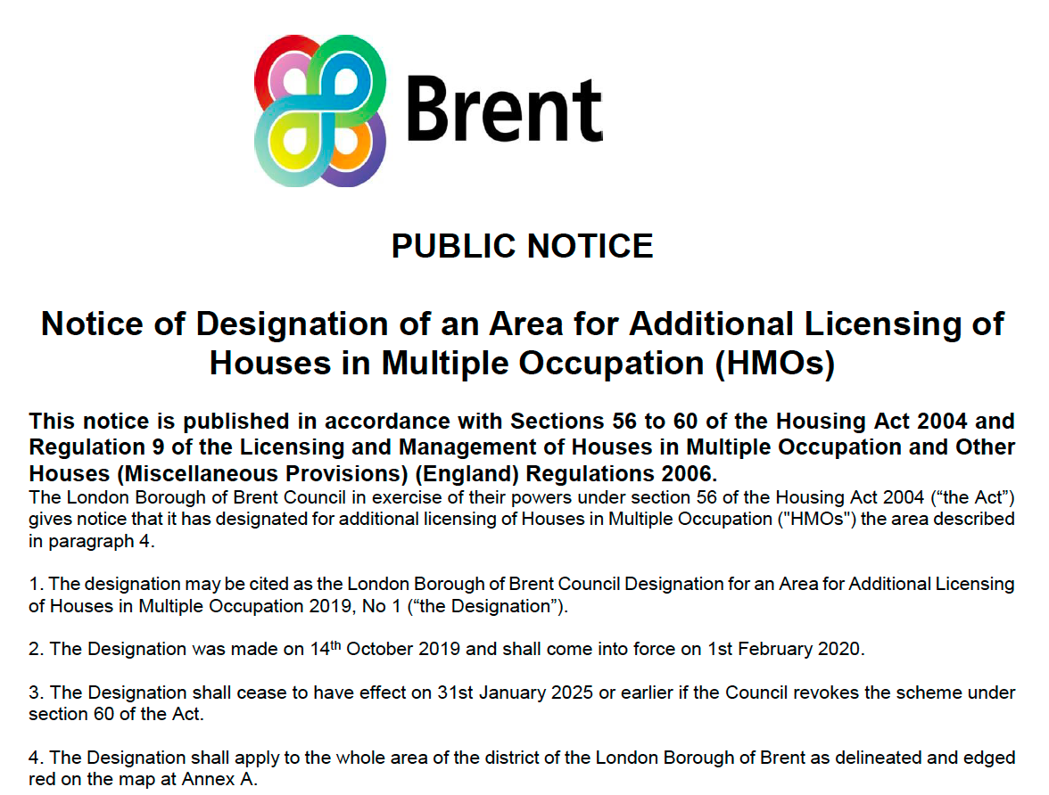 Brent Additional Licensing Public Notice 2019 (partial copy) 